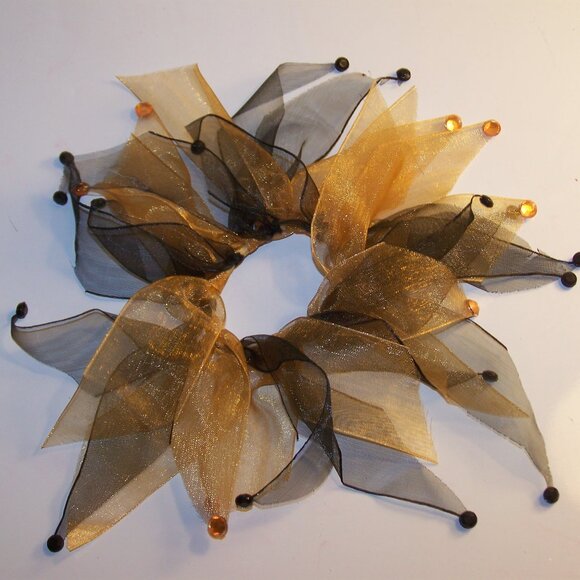 Handmade Sparkle Ponytail Holder Set of 2 - Gold & Black - Picture 1 of 2